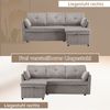 Schlafsofa 206x108x66 cm mit Stauraum und Ausziehfunktion – Cord in Hellgrau, wechselbare Chaiselongue Bild 5