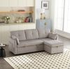 Schlafsofa 206x108x66 cm mit Stauraum und Ausziehfunktion – Cord in Hellgrau, wechselbare Chaiselongue Bild 2