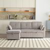 Schlafsofa 206x108x66 cm mit Stauraum und Ausziehfunktion – Cord in Hellgrau, wechselbare Chaiselongue Bild 3