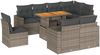 vidaXL 9-tlg. Garten-Sofagarnitur mit Kissen Grau Poly Rattan 3327056 Bild 2