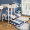 Bett 90x200/90x190 cm Etagenbett mit Ausziehbett, Weiß, Metall – platzsparend und EN-747-zertifiziert Bild 3