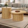 Couchtisch rund 75x75x36 cm – multifunktionaler Wohnzimmertisch aus MDF mit Naturholzmaserung Bild 3