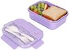 Lunchbox mit Besteck 700 ml – Brotdose mit 3 Fächern für Schule & Büro, Lila Bild 4