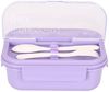 Lunchbox mit Besteck 700 ml – Brotdose mit 3 Fächern für Schule & Büro, Lila Bild 2