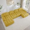 Sofa 4-Sitzer Gelb aus granuliertem Fleece, modulares Wohnzimmersofa mit Ottomane und ergonomischer Form,79 x 366 x 165 cm Bild 3