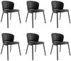 6er Set Esszimmerstuhl Design Küchenstuhl Dean Kunstleder schwarz Metallbeine : Schwarz Bild 1