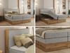 Boxspringbett, Set mit zwei Multipocket-Matratze und Topper, hohe Kopfteil, Eiche Wotan Holzrahmen - WOOD CLASSIC KING - 180 x 200 cm - Hellgrau Struktur - H3 Bild 2