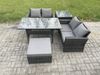 Fimous Polyrattan Gartenmöbel-Set Rechteckiger Esstisch Großer Fußhocker Beistelltisch Dunkelgrau gemischt Bild 2