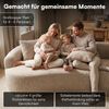skølm 'Loki' Sofa 4 Sitzer, Vollschaumcouch mit Federkern und Vakuum-Kompression, kein Aufbau erforderlich, mit 4 Kissen, Teddy-Bouclé-Stoff in beige Bild 2