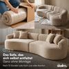 skølm 'Loki' Sofa 4 Sitzer, Vollschaumcouch mit Federkern und Vakuum-Kompression, kein Aufbau erforderlich, mit 4 Kissen, Teddy-Bouclé-Stoff in beige Bild 4