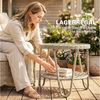 Outsunny Gartentisch Couchtisch mit Ablage gehärteter Glasplatte verstellbaren Füßen (2-stöckiger Kaffeetisch, 1-St, Beistelltisch aus Polyrattan), für Garten Terrasse Balkon, 65 x 65 x 50 cm Gelb Bild 4