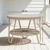 Outsunny Gartentisch Couchtisch mit Ablage gehärteter Glasplatte verstellbaren Füßen (2-stöckiger Kaffeetisch, 1-St, Beistelltisch aus Polyrattan), für Garten Terrasse Balkon, 65 x 65 x 50 cm Gelb Bild 3