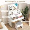 Schminktisch-Set mit Spiegel & LED-Beleuchtung & Aufbewahrungshocker Make-up-Tisch Weiß Bild 4