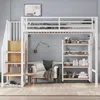 Hochbett mit Schreibtisch und Stauraum, 140x200 cm, Kinderbett mit Rausfallschutz und Leiter, Kiefer Bild 2