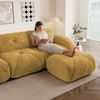 2-Sitzer Modulsofa H 76 x T 204 x B 171 cm aus Chenille mit 2 Hockern, rahmenlos, gelb Bild 4