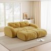 2-Sitzer Modulsofa H 76 x T 204 x B 171 cm aus Chenille mit 2 Hockern, rahmenlos, gelb Bild 2