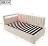 Novelux Polsterbett 90x200 mit hydraulischem Stauraum & smarter LED-Beleuchtung – Samtbett Beige, Tagesbett Schlafsofa inkl, Lattenrost, für Gästezimmer Bild 2