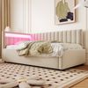 Novelux Polsterbett 90x200 mit hydraulischem Stauraum & smarter LED-Beleuchtung – Samtbett Beige, Tagesbett Schlafsofa inkl, Lattenrost, für Gästezimmer Bild 5