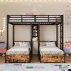 Etagenbett mit 3 Schlafgelegenheiten, 90x200cm/140x200cm, Schubladen, Regal, Beistelltisch, Metallbett mit Lattenrost und Rausfallschutz Bild 2