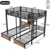 Etagenbett mit 3 Schlafgelegenheiten, 90x200cm/140x200cm, Schubladen, Regal, Beistelltisch, Metallbett mit Lattenrost und Rausfallschutz Bild 5