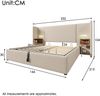 Merax Polsterbett Doppelbett 160×200 mit Nachttisch, Leselampe und USB Type-C Ladefunktion, Bettanlage Stauraumbett Bettgestell mit Lattenrost aus Massivholz und Metall, Beige, Leinen(Ohne Matratze) Bild 4