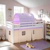 Hochbett Kinder 90x200 cm Kinderbett Kinderhochbett Stockbett Tunnel Vorhang Lila Peach Leiter Holz Massiv Bild 2