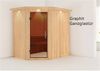 Karibu Sauna Carin mit Dachkranz ohne Ofen Energiespartür Bild 4