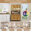 Buffetschrank 100 x 40 x 180 cm aus MDF in Schwarz/Natur mit LED, 3 Schubladen & Steckdosenleiste Bild 2