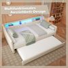 Merax Daybett, Einzelbett 90 x 200cm, Schlafsofa, Tagesbett mit Lattenrost (ohne Matratze), Mit LED-Leuchten, Bett mit ausziehbarem Bett, USB-Ladebuchse, Linen, Beige Bild 2