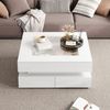 Merax Couchtisch hochglanz Sofatisch Beistelltisch mit LED-Beleuchtung (1-St), Wohnzimmertisch mit Glasplatte und 3 Schubladen, 70x70x35cm Bild 3
