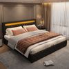 Merax Polsterbett 160 x 200 cm, Funktionsbett mit Lattenrost und Stauraum, mit LED-Beleuchtung, mit Funktion von Aufbewahrung, schwarz, PU Bild 4