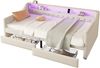Polsterbett 90×200 cm aus Leinen-Stoff mit LED-Beleuchtung und USB-Ladebuchse, beige Bild 5
