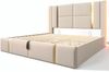 Polsterbett 90×200 cm aus Leinen-Stoff mit LED-Beleuchtung und USB-Ladebuchse, beige Bild 5