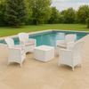 Dmora Outdoor Lounge Set Sulzano, Outdoor oder Indoor Lounge Set, 4 Sessel mit Armlehnen und einem Ablagetisch, Made in Italy, Weiß Bild 2