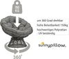 sunnypillow Rattanstuhl Papasansessel, Rattansessel mit Kissen rund Durchmesser 120 cm, Grau Bild 3