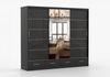 imoebel24 Schwebetürenschrank FLORENCE S 250 cm - Schwarz / Schwarz Semigloss Bild 5
