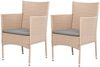 2er-Set Armlehnstuhl SHARON Polyrattan Natural Gartenstuhl Stuhl Armlehnsessel inkl. Kissen Bild 1