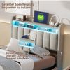 ADWOLT Polsterbett Doppelbett Stauraumbett - Samtstoff (Packung, 1-tlg, Jugendbett), 90x200 cm,USB+TYPE-C,Steckdose,LED-Beleuchtung,APP-Steuerung,Grau Bild 4