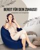 PATCH HOME 2 in 1 Sitzsack Sessel – Ø155 cm – Marine, bequemer Sitzsack aus Luxus-Polyester-Gewebe, bereits befüllt Bild 2
