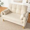 Merax Zweisitzer Sofa mit dicken weichen Polstern, 2 Kissen und seitlicher Aufbewahrungstasche, Chenillegewebe, Beige Bild 2