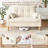 Merax Zweisitzer Sofa mit dicken weichen Polstern, 2 Kissen und seitlicher Aufbewahrungstasche, Chenillegewebe, Beige Bild 5
