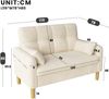 Merax Zweisitzer Sofa mit dicken weichen Polstern, 2 Kissen und seitlicher Aufbewahrungstasche, Chenillegewebe, Beige Bild 4
