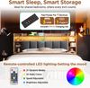 Novelux Doppelbett-Systembett 180x200 cm mit LED-Beleuchtung, USB/Typ-C & Rollschubladen – MDF/Massivholz Eichefarben, inkl, Nachttische & Lattenrost Bild 3