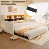 Polsterbett Schlafsofa 90x190cm, Kopfteil mit integrierten Staufächern, LED-Lichtleiste und Ladesteckdosen, mit ausziehbarem Bett, Samtpolsterung, Beige Bild 5