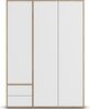 rauch Kleiderschrank Nabila, Drehtürenschrank, Garderobenschrank, 3-türig, 2 Schubkästen, mit 1 Kleiderstange und 3 Einlegeböden, Farbe Weiß/Eiche Artisan, Holz, mit Push-to-Open Funktion, 140x194x53cm Bild 2