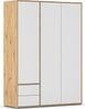 rauch Kleiderschrank Nabila, Drehtürenschrank, Garderobenschrank, 3-türig, 2 Schubkästen, mit 1 Kleiderstange und 3 Einlegeböden, Farbe Weiß/Eiche Artisan, Holz, mit Push-to-Open Funktion, 140x194x53cm Bild 3