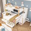 BlingBin Etagenbett Doppelbett, Multifunktionales Kinderbett mit Tafel und Schubladen (1er Set, 1-St, 90*200 & 140*200CM, Ohne Matratze, Tragfähigkeit: 120KG), Etagenbett, Schubladen zur Aufbewahrung, Weiß & Helle Eiche Bild 5