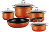 Riess Geschirr/Kochtopf Set 5-teilig mit Glasdeckel Emaille Nouvelle Corall Bild 3