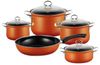 Riess Geschirr/Kochtopf Set 5-teilig mit Glasdeckel Emaille Nouvelle Corall Bild 2