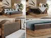 Boxspringbett mit dekorativem Kopfteil und zwei Bettkästen, Eiche Holzrahmen - ALBERO 4 - 180x200 cm - Braun Velours - H3 Bild 2